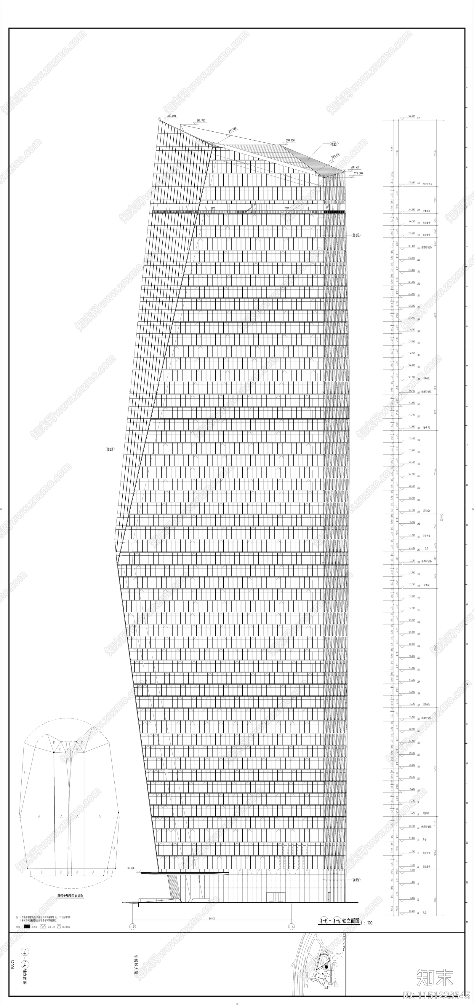 办公楼建筑cad施工图下载【ID:1151223545】
