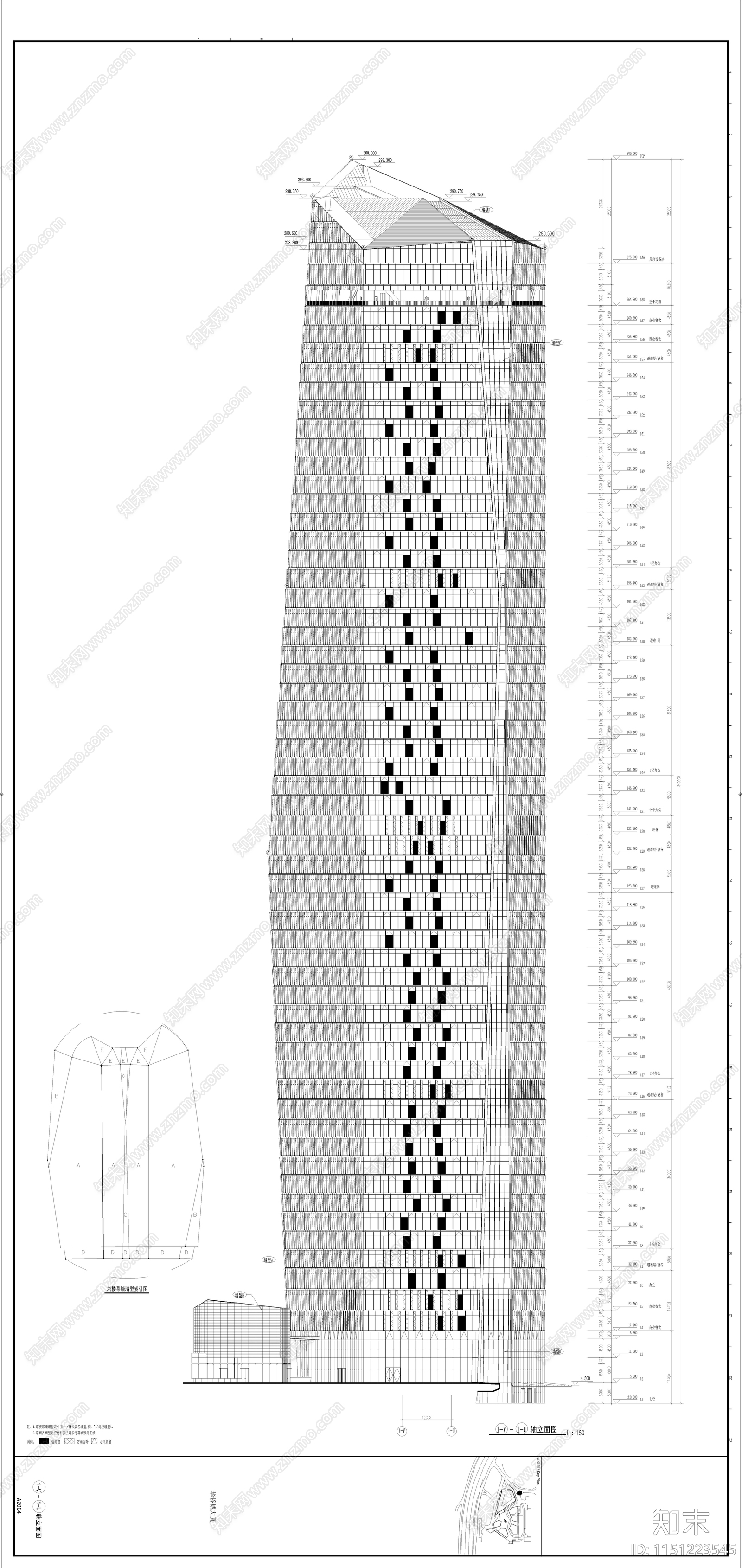 办公楼建筑cad施工图下载【ID:1151223545】