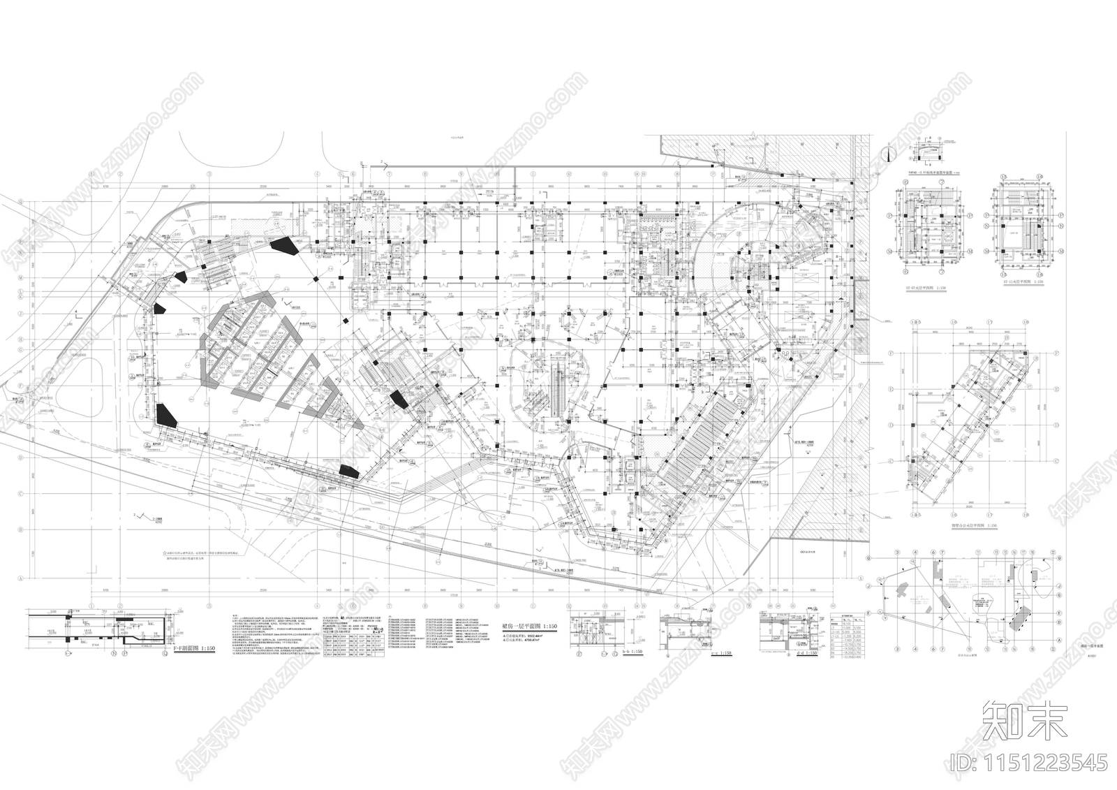 办公楼建筑cad施工图下载【ID:1151223545】
