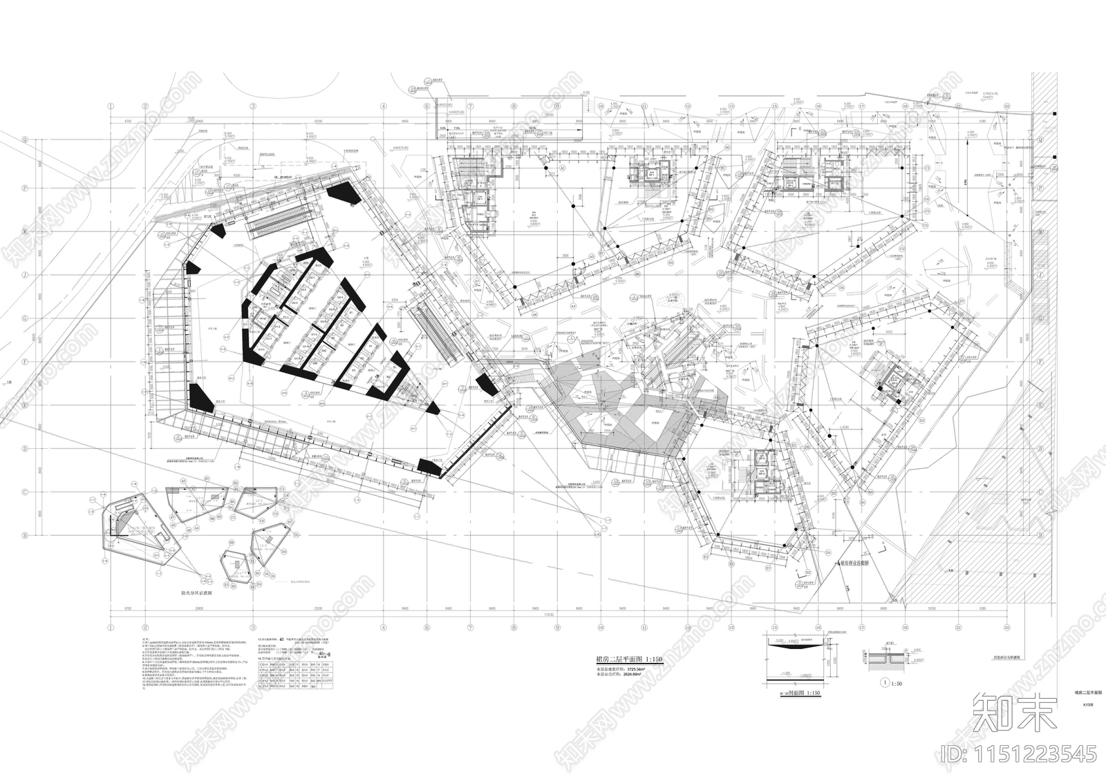办公楼建筑cad施工图下载【ID:1151223545】