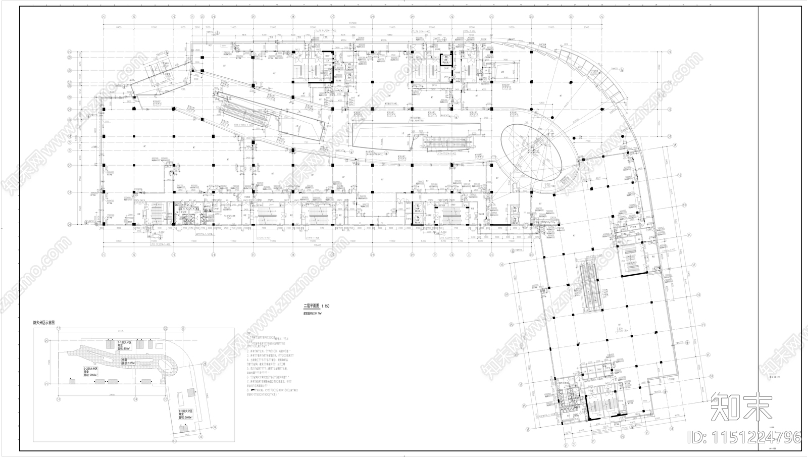 商业综合体建筑cad施工图下载【ID:1151224796】