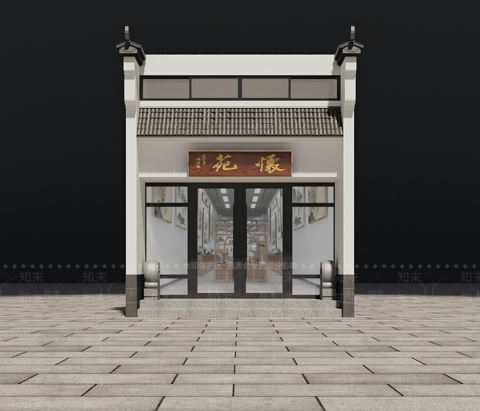 新中式展厅门头门面3D模型下载【ID:1151225298】