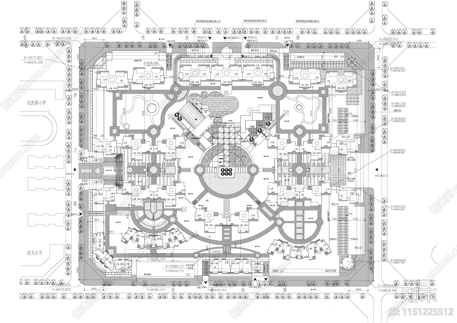 天城小区建筑平面cad施工图下载【ID:1151225512】