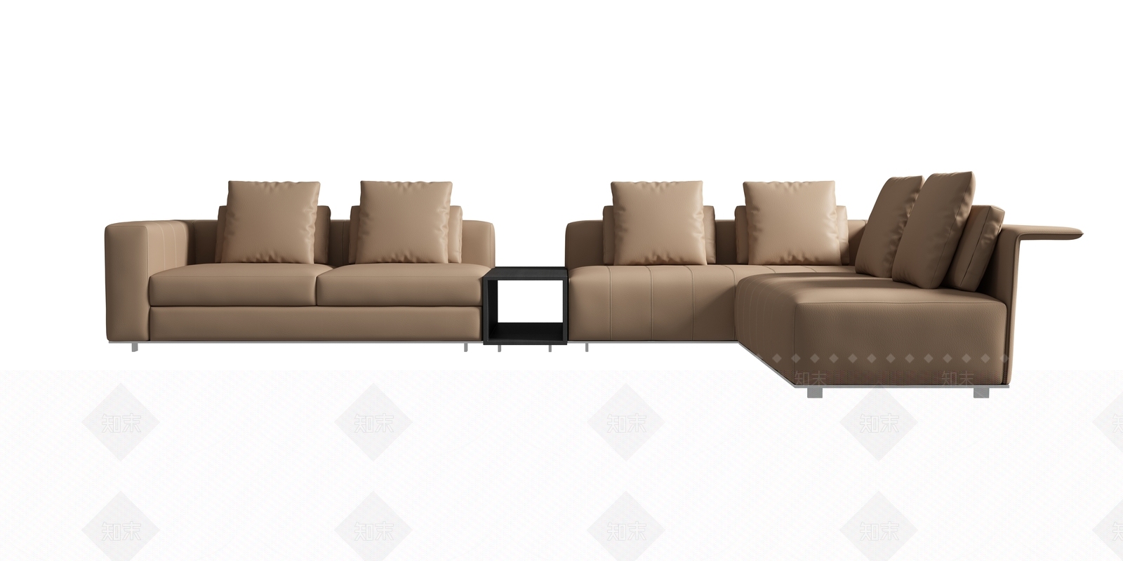现代意式L型皮质多人沙发SU模型下载【ID:1151225599】