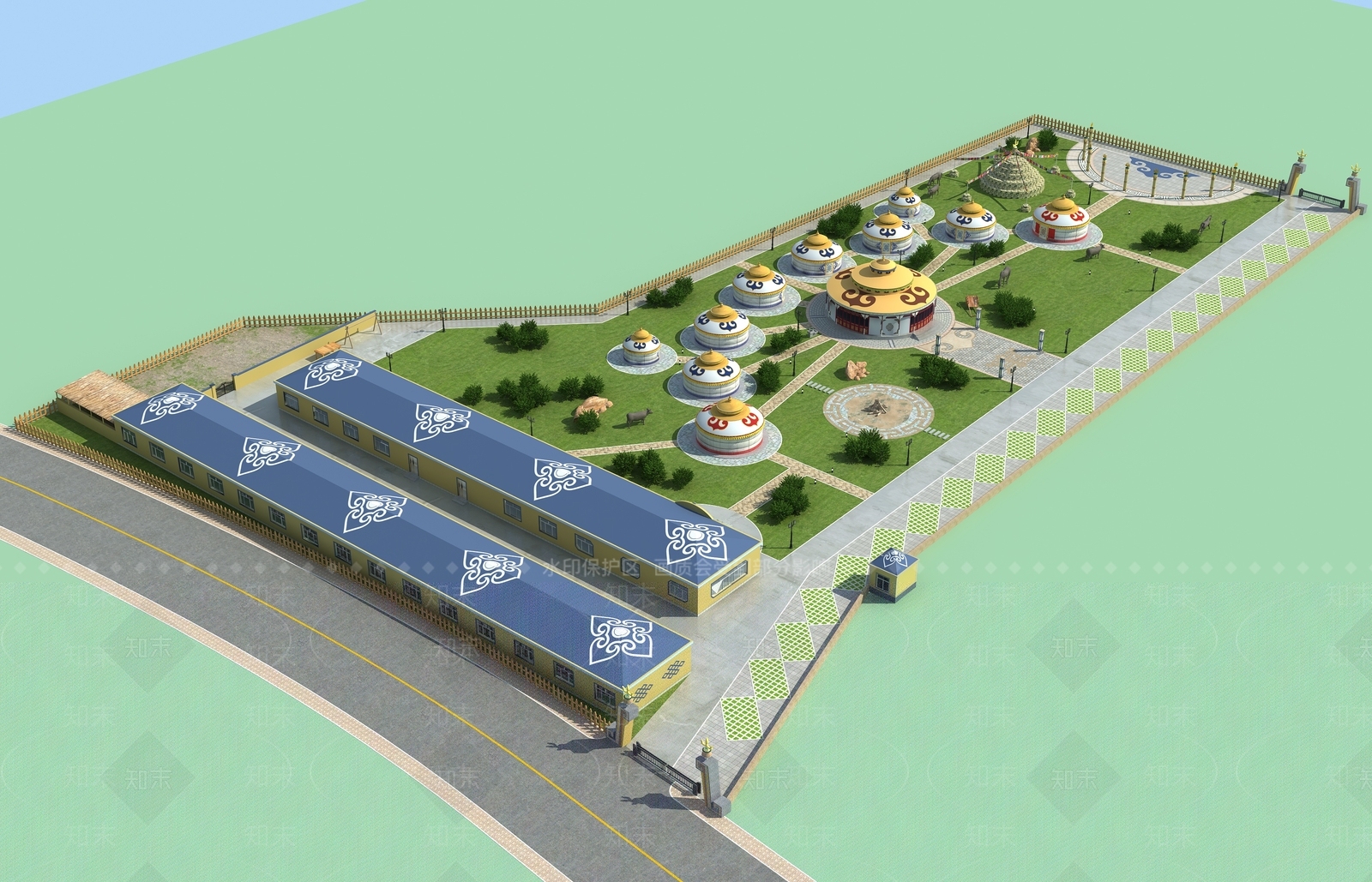 中式民族风蒙古包3D模型下载【ID:1151229857】