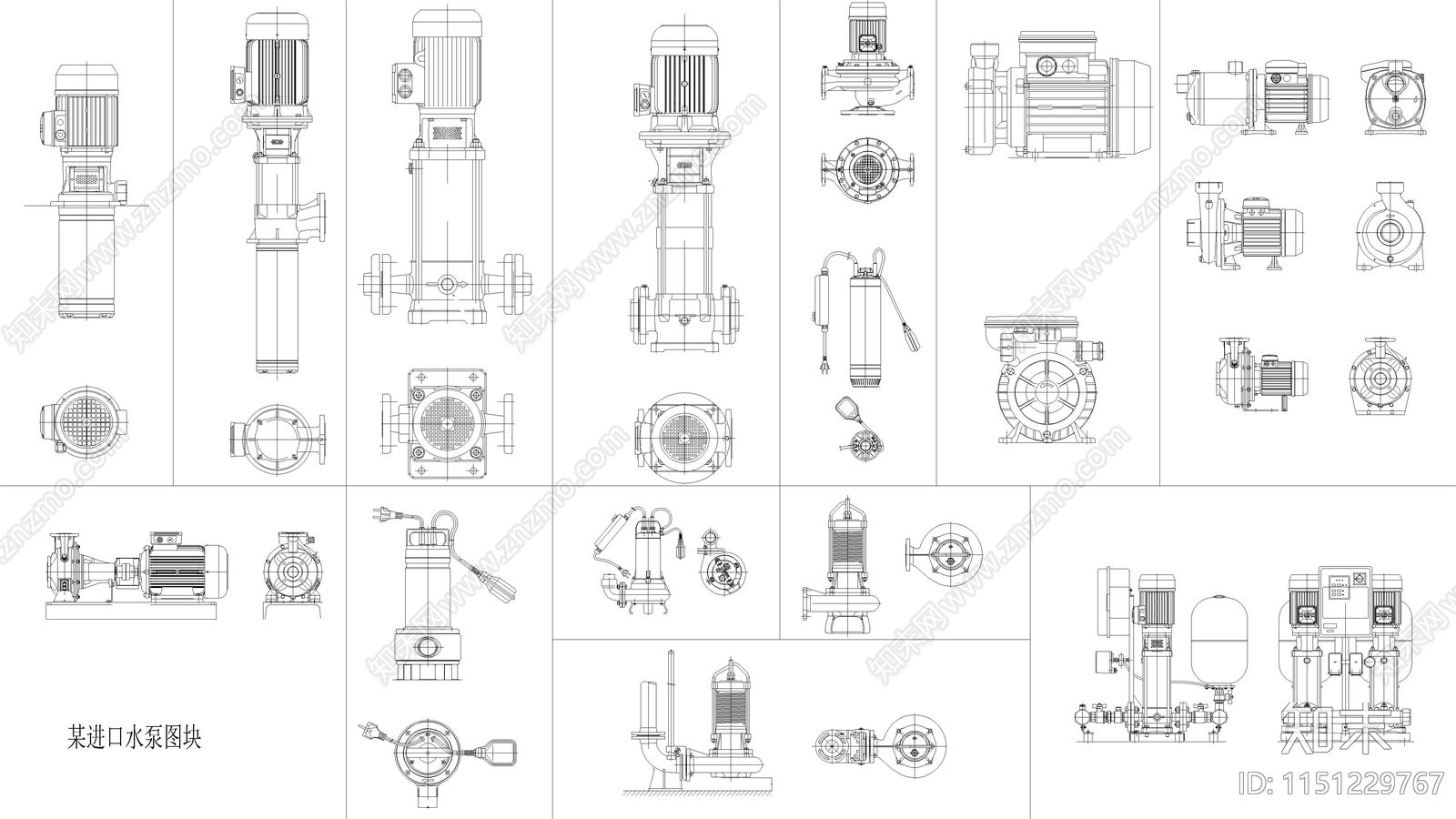 给排水工程中常用精选水泵cad施工图下载【ID:1151229767】