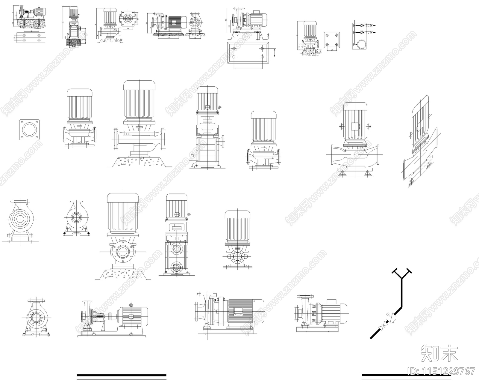 给排水工程中常用精选水泵cad施工图下载【ID:1151229767】