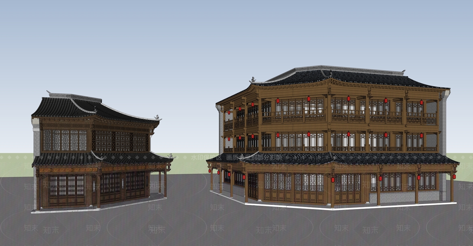 中式商业多层SU模型下载【ID:1151230296】