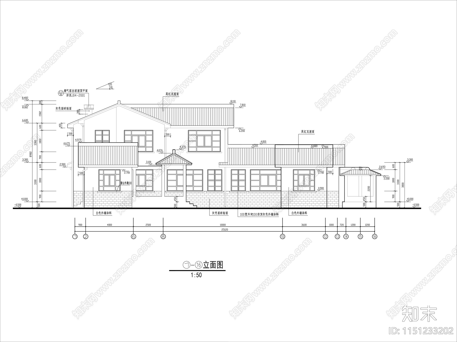 中式别墅四合院建筑cad施工图下载【ID:1151233202】