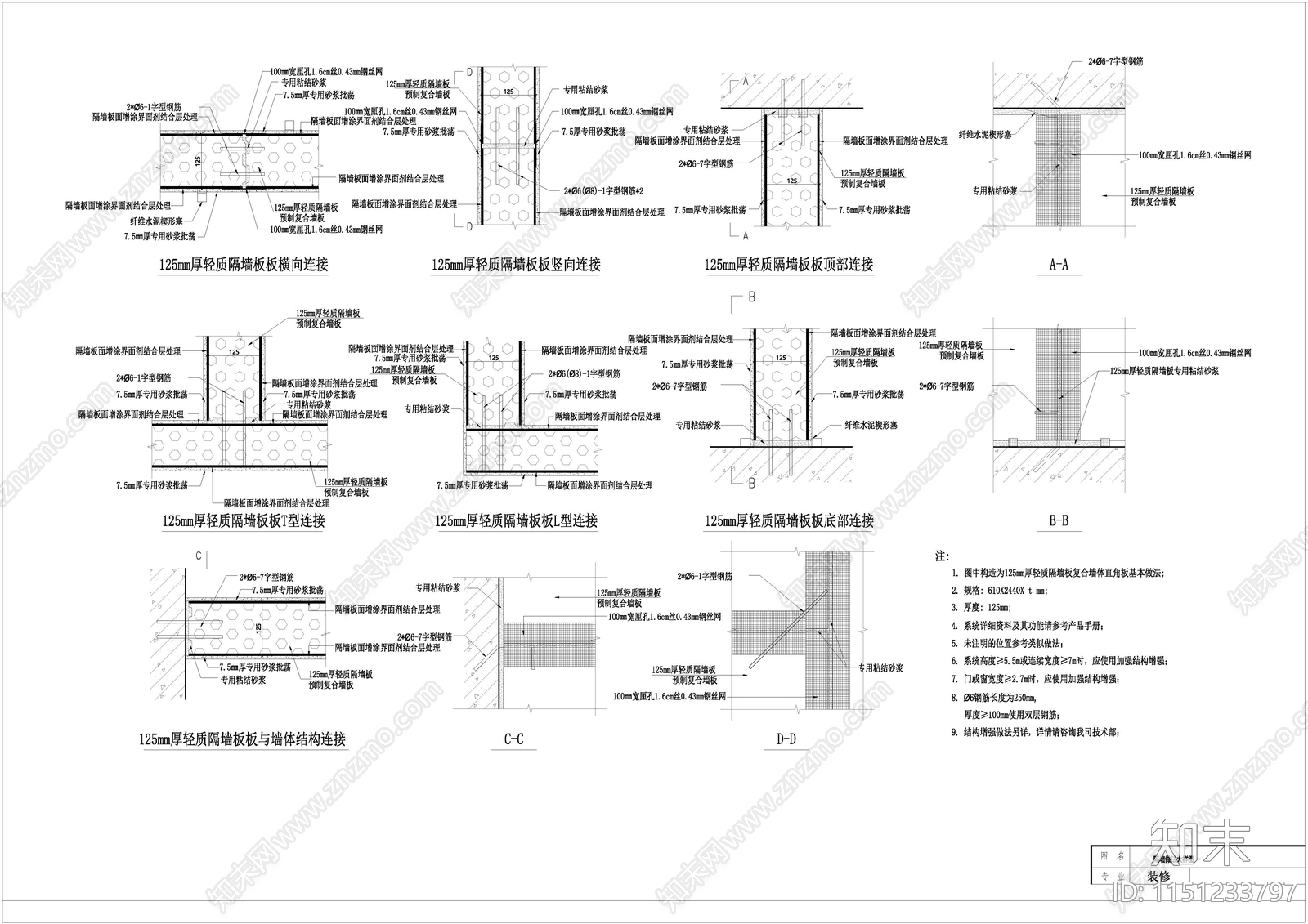 门洞加固及轻质隔墙板节点图施工图下载【ID:1151233797】