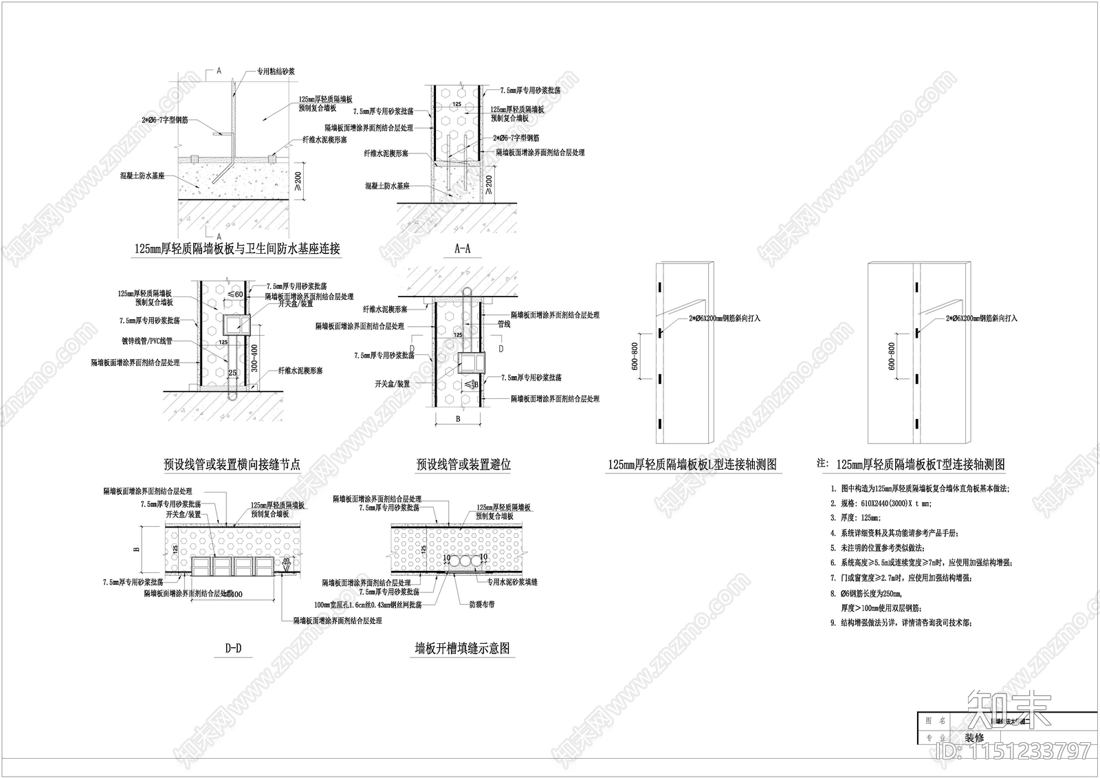 门洞加固及轻质隔墙板节点图施工图下载【ID:1151233797】