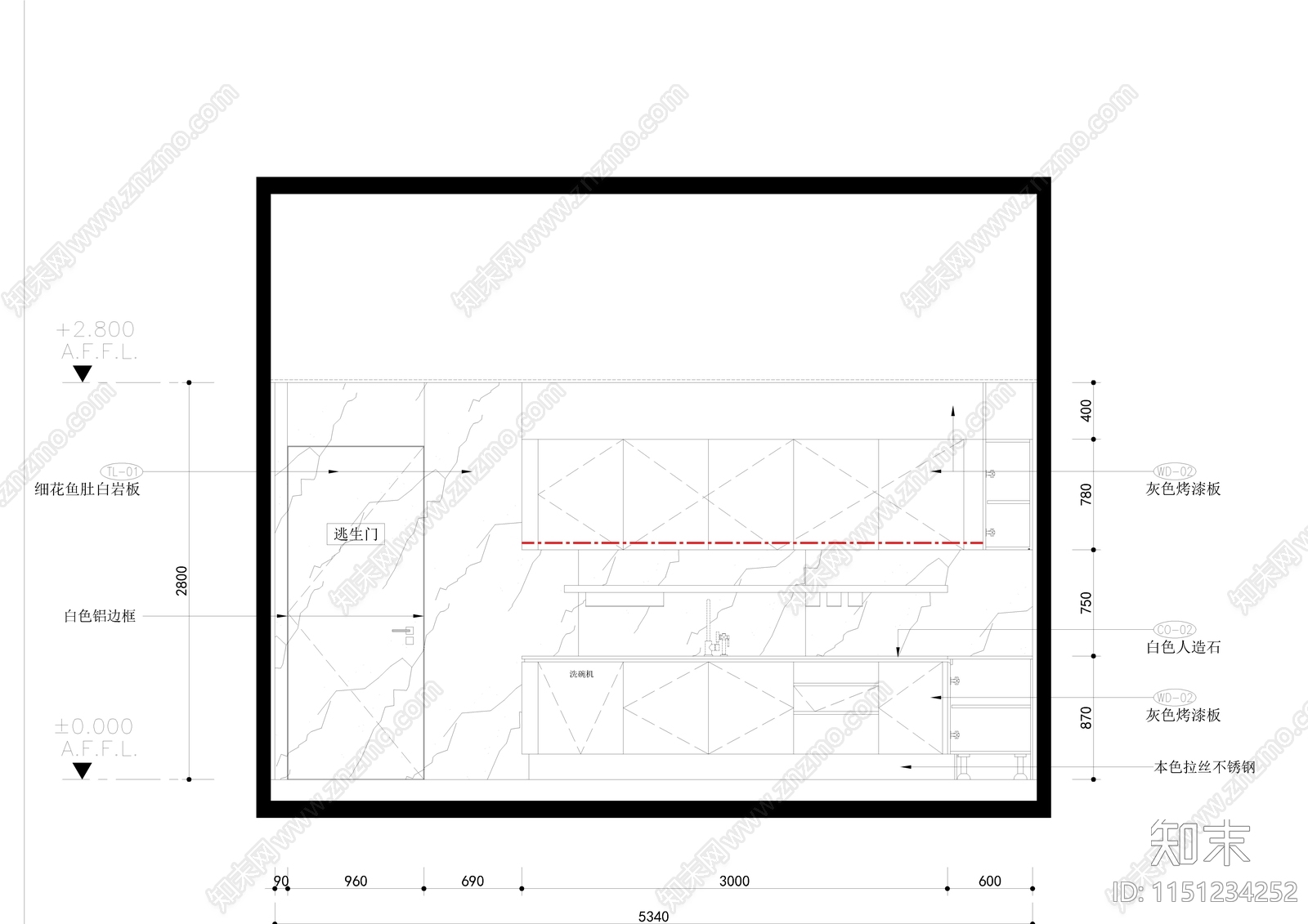 现代厨房平立面cad施工图下载【ID:1151234252】