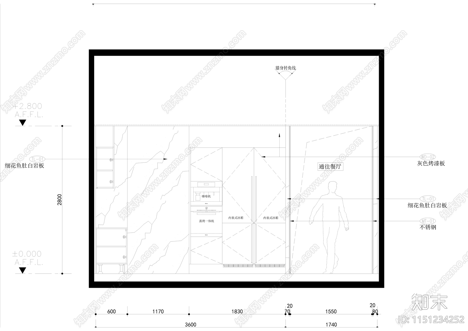 现代厨房平立面cad施工图下载【ID:1151234252】