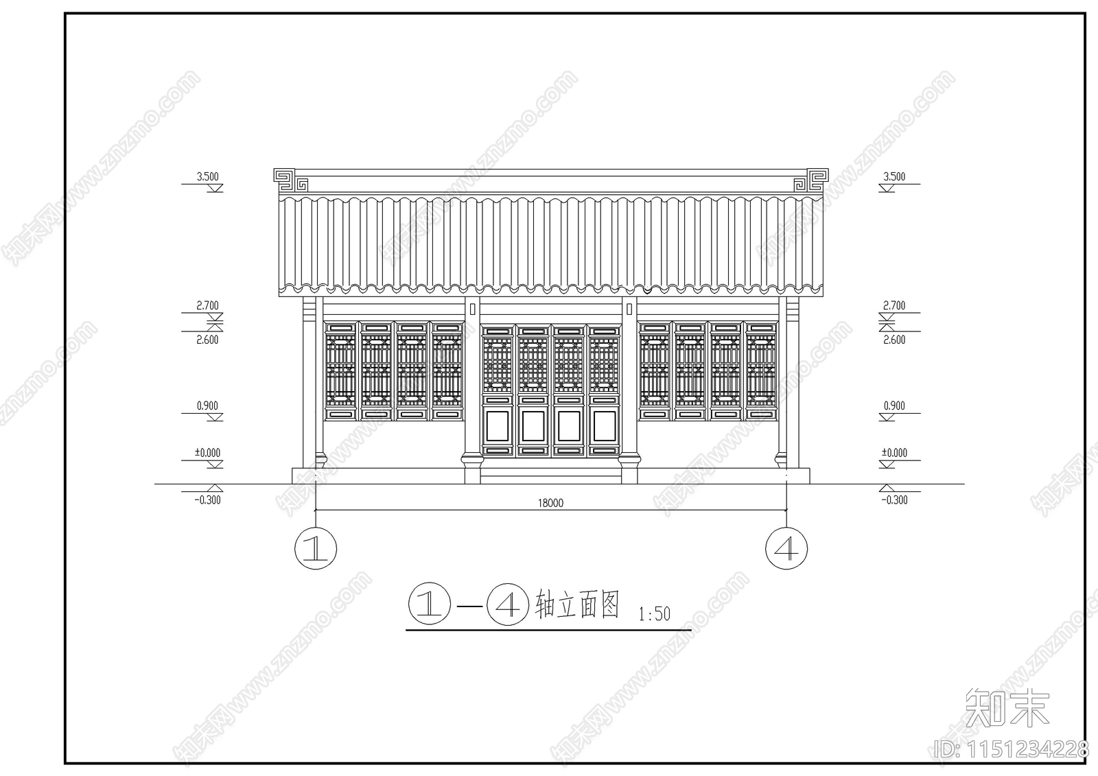 古建筑建筑cad施工图下载【ID:1151234228】