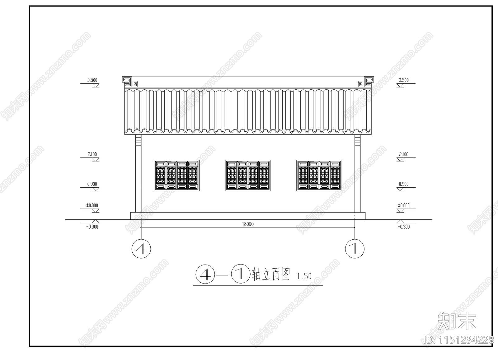 古建筑建筑cad施工图下载【ID:1151234228】