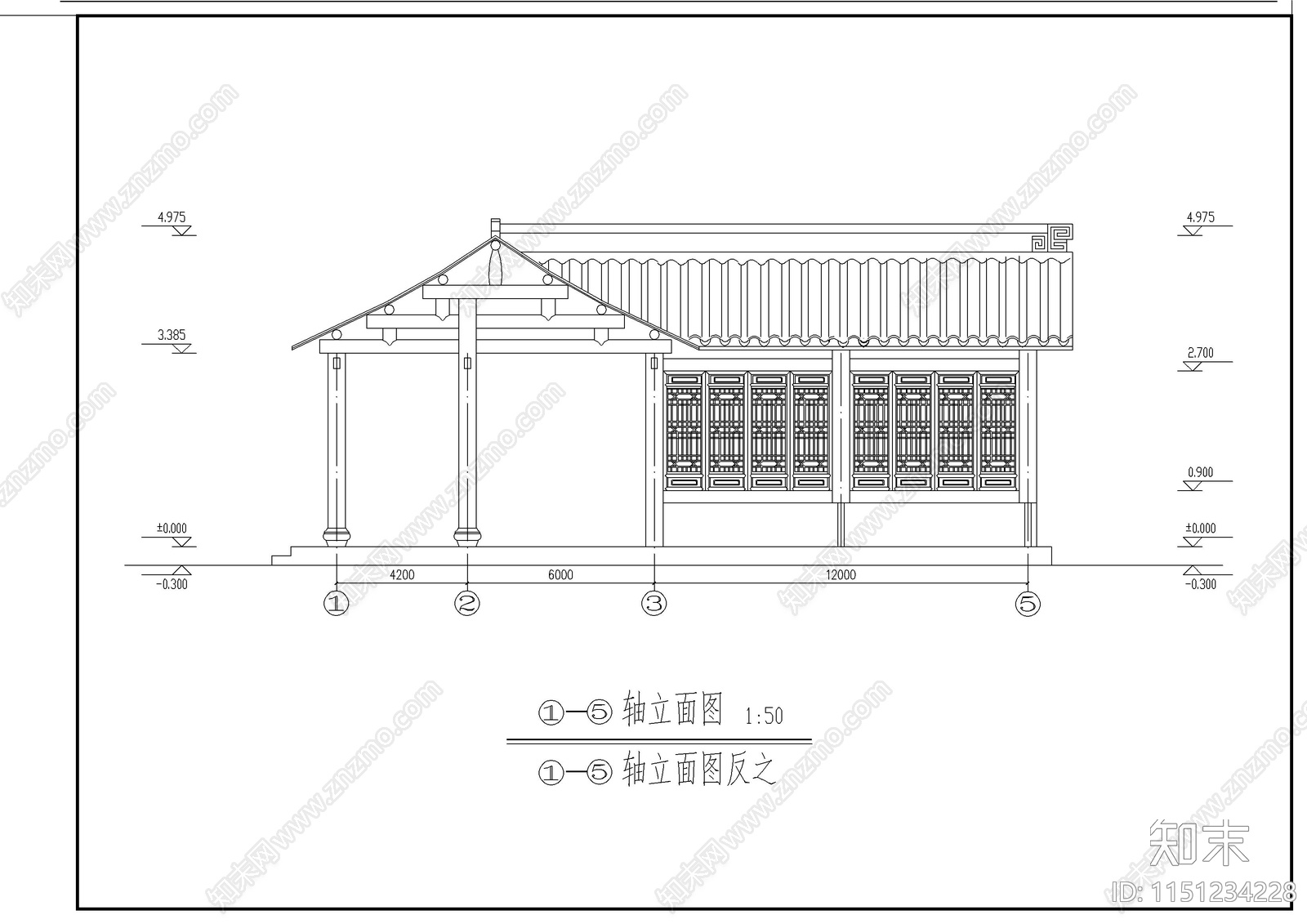 古建筑建筑cad施工图下载【ID:1151234228】