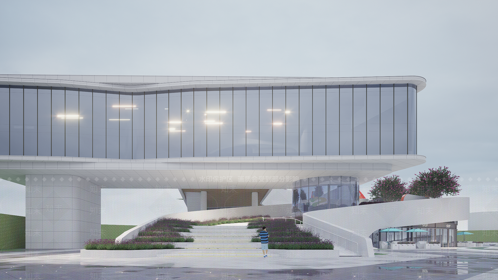 现代公园城市展览馆建筑SU模型下载【ID:1151234919】