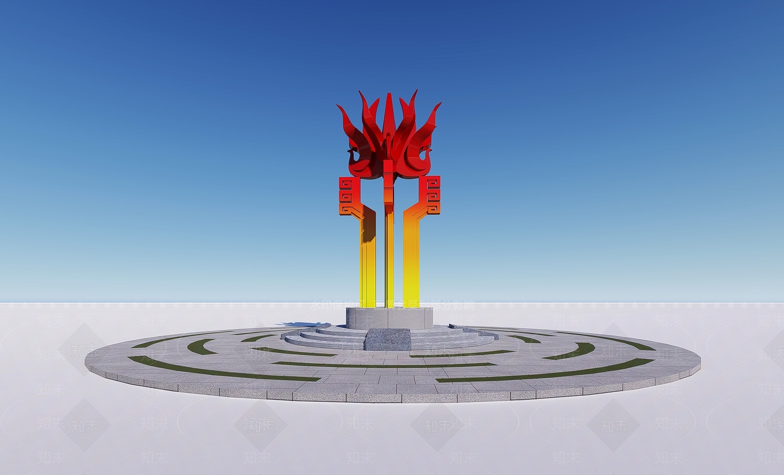 现代城市雕塑小品3D模型下载【ID:1151237468】