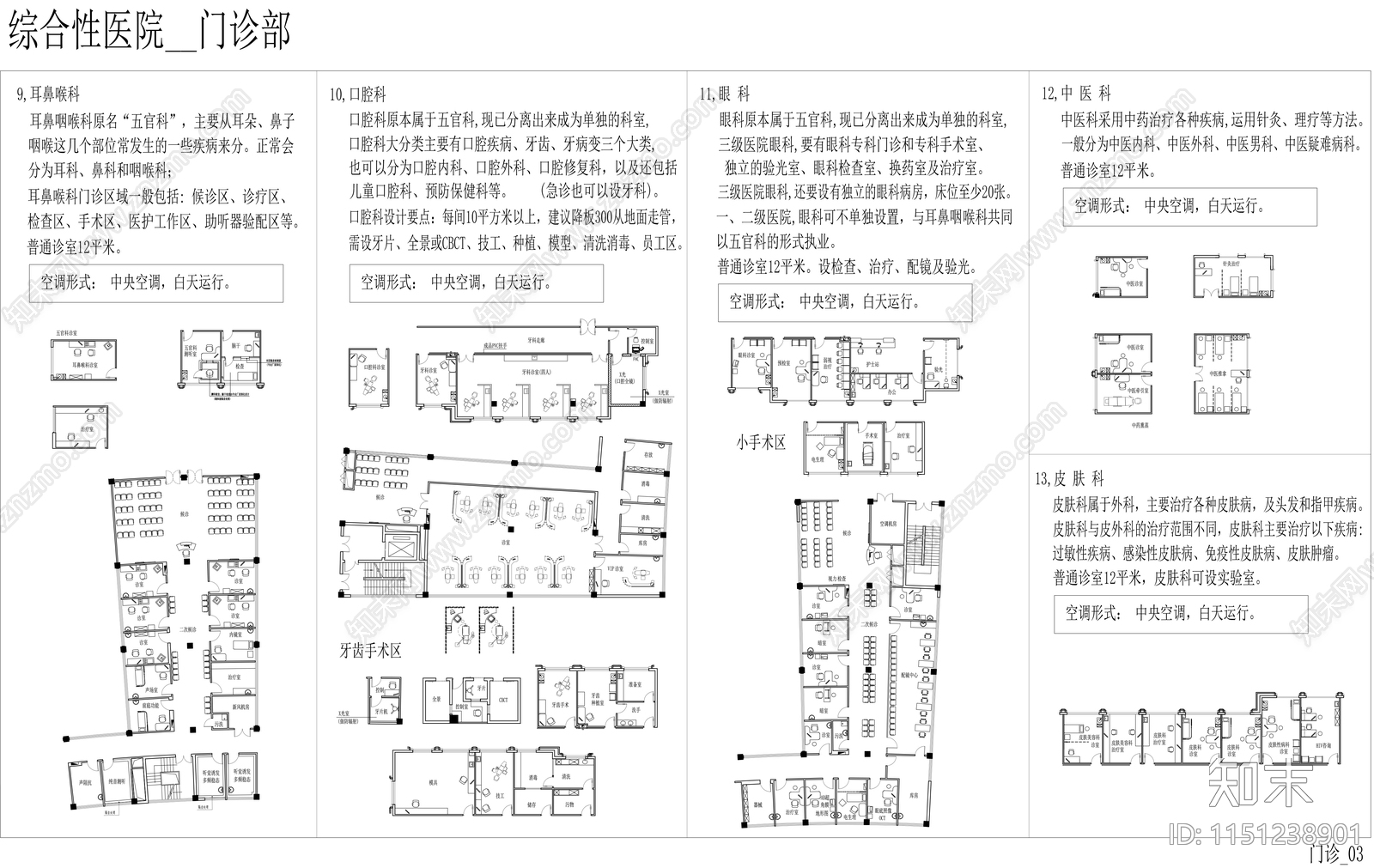 医院门诊20种科室平面施工图下载【ID:1151238901】