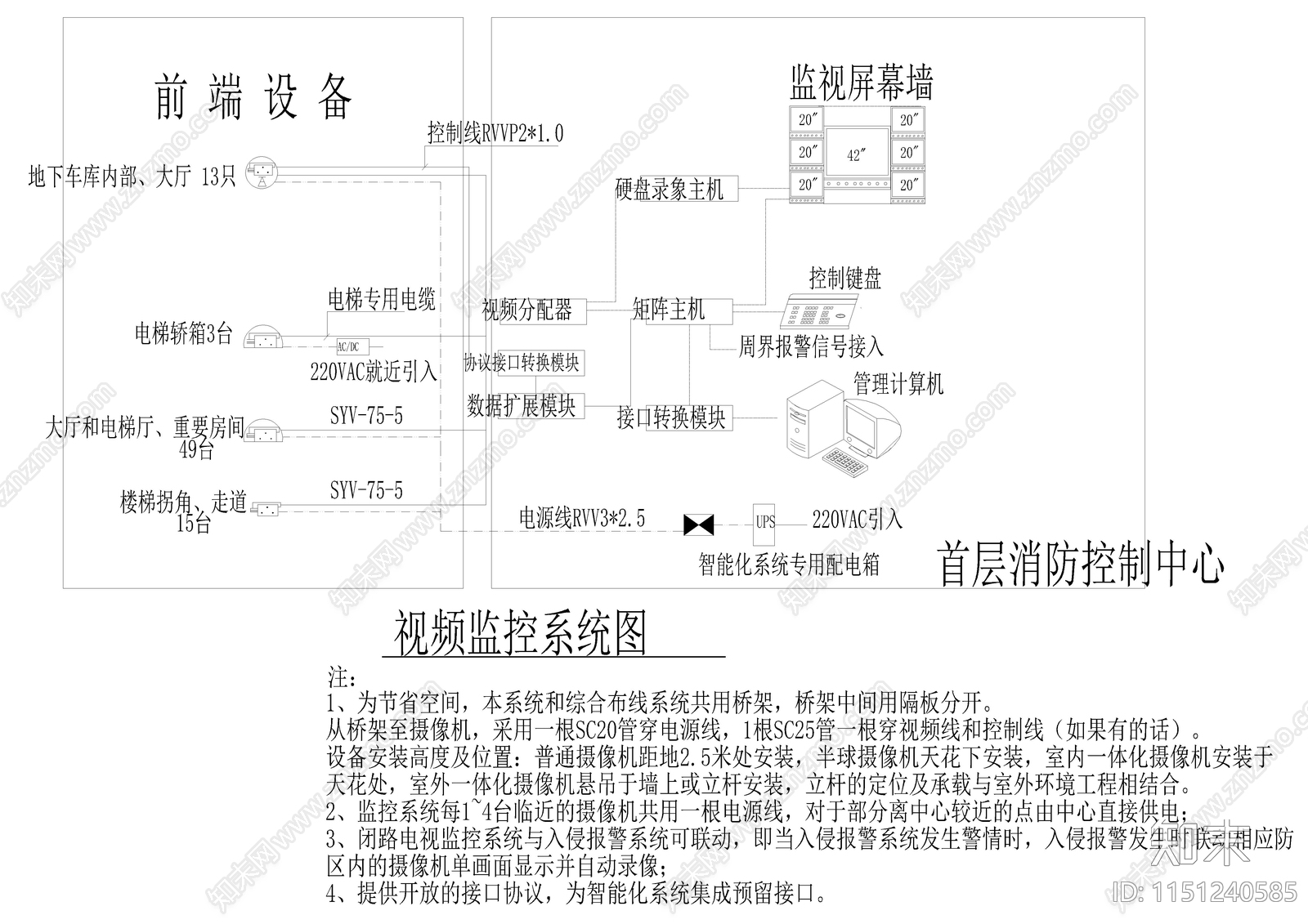 弱电智能布线网络风机多媒体施工图下载【ID:1151240585】