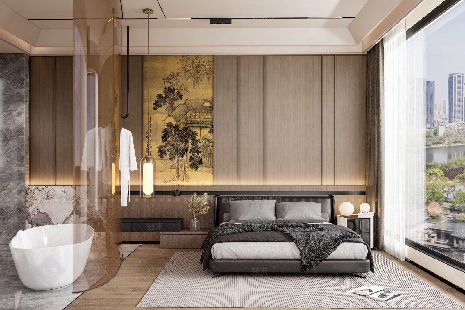 新中式家居卧室SU模型下载【ID:1216003503】