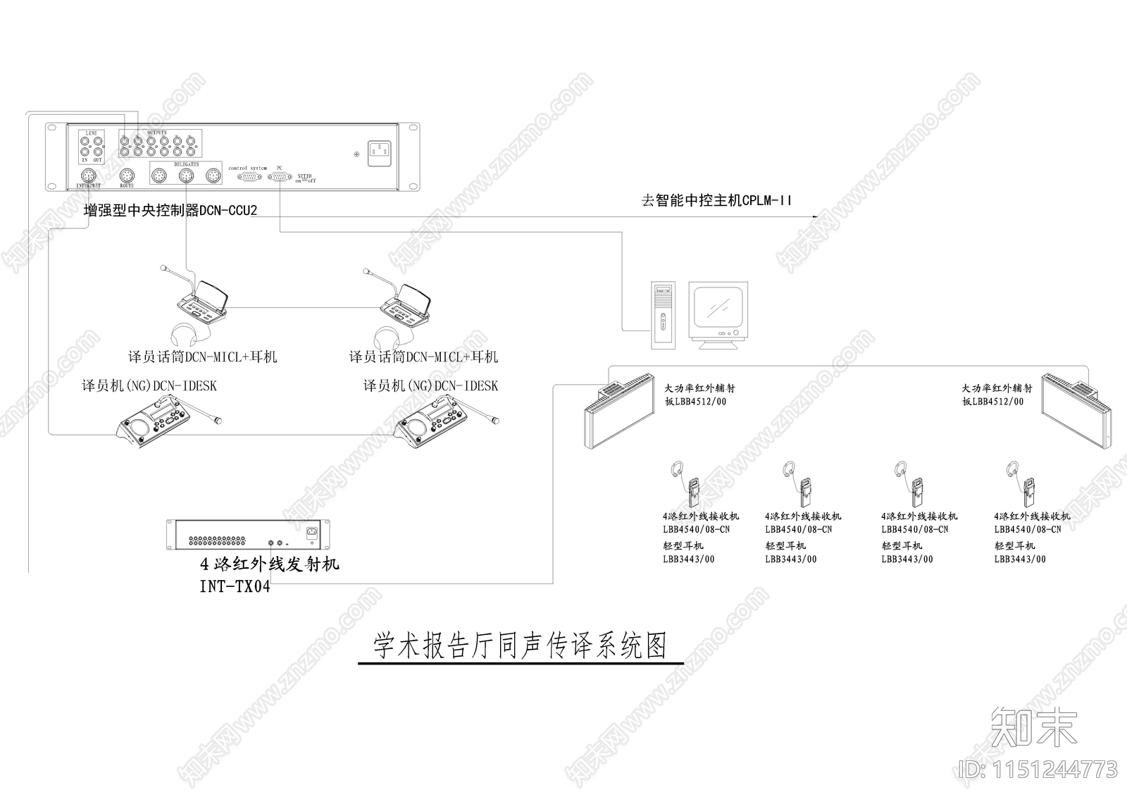 多媒体会议室音响系统图弱电智能施工图下载【ID:1151244773】