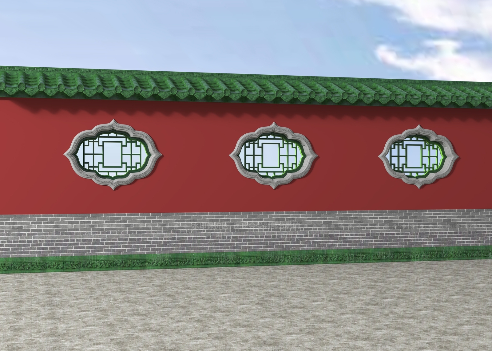 新中式景墙3D模型下载【ID:1151246217】