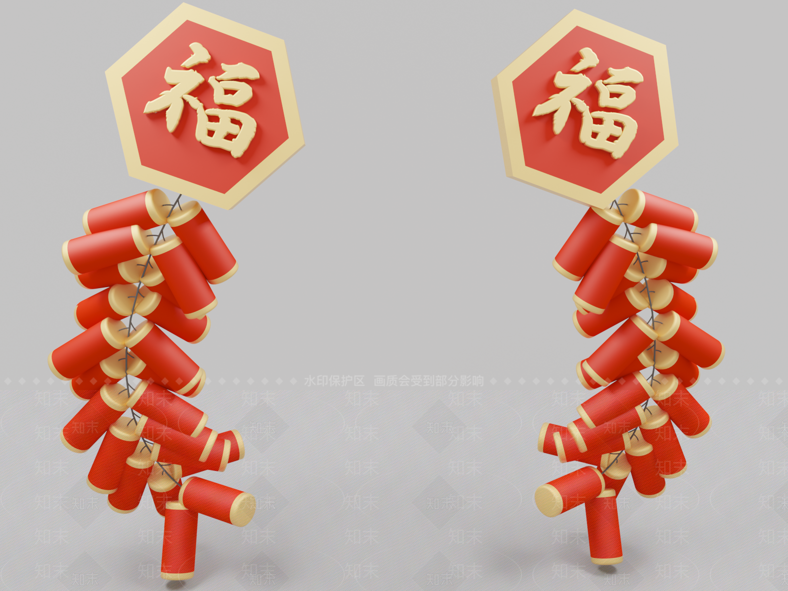 新中式新年美陈3D模型下载【ID:1151246102】