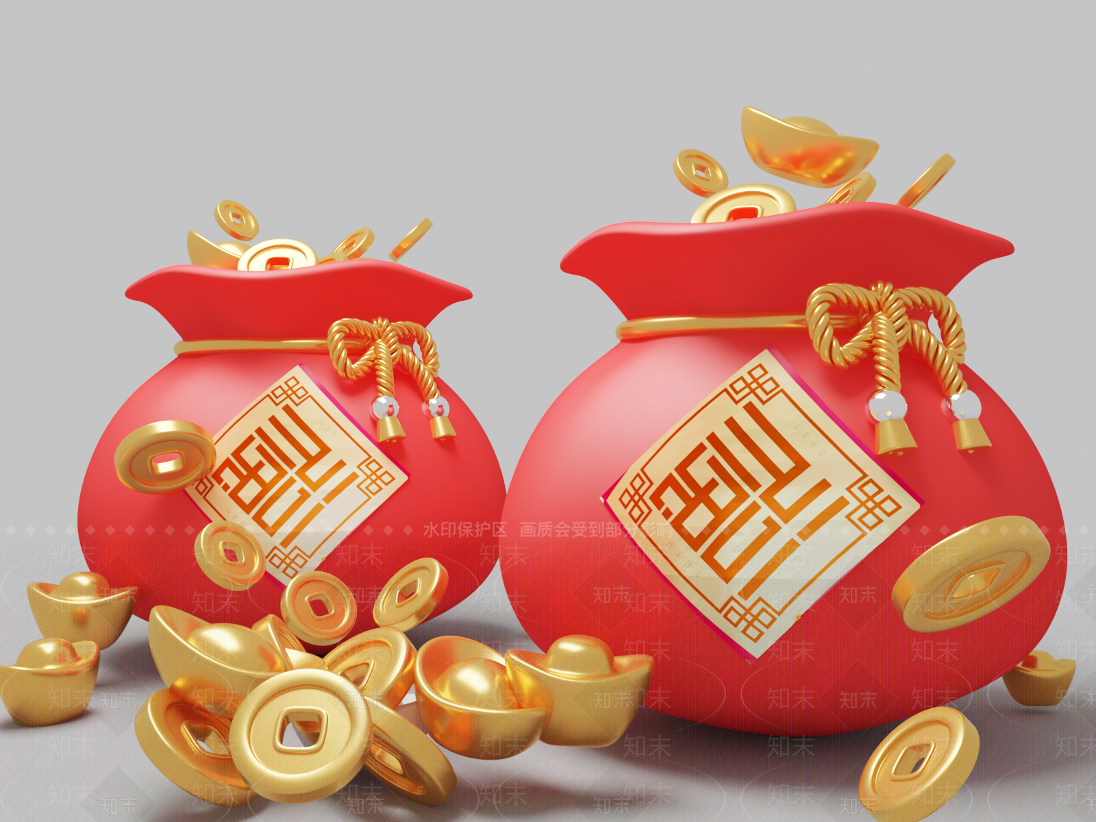 新中式新年美陈3D模型下载【ID:1151246414】