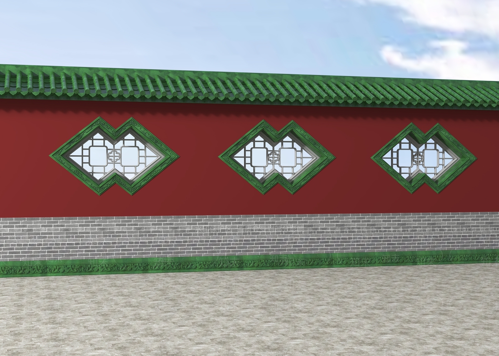 新中式景墙3D模型下载【ID:1151246553】