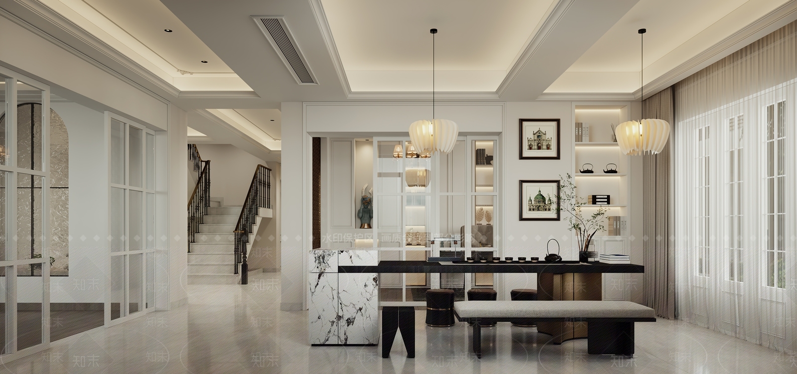 简欧茶室3D模型下载【ID:1151252772】