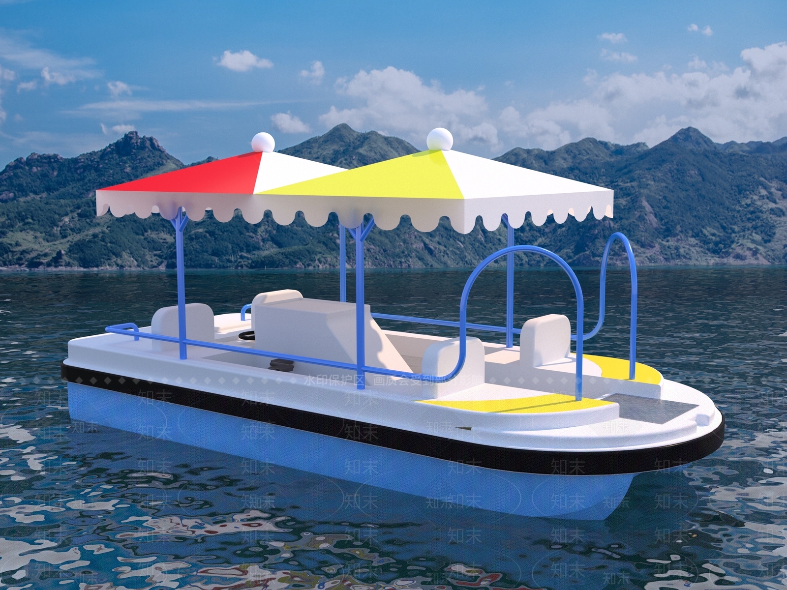 现代四人脚踏游乐船3D模型下载【ID:1151257255】