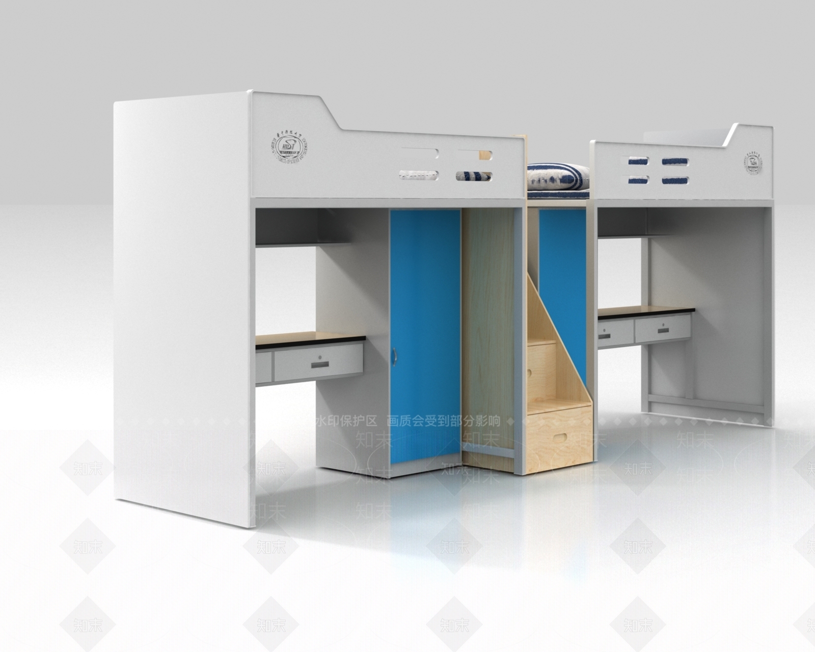现代双层床3D模型下载【ID:1151257477】