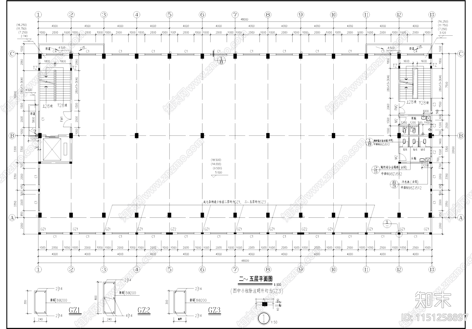 工业厂房车间建筑cad施工图下载【ID:1151258897】