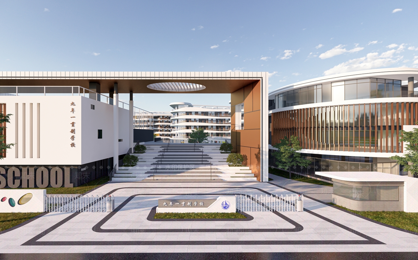 现代学校建筑SU模型精品下载_SketchUp模型_知末网