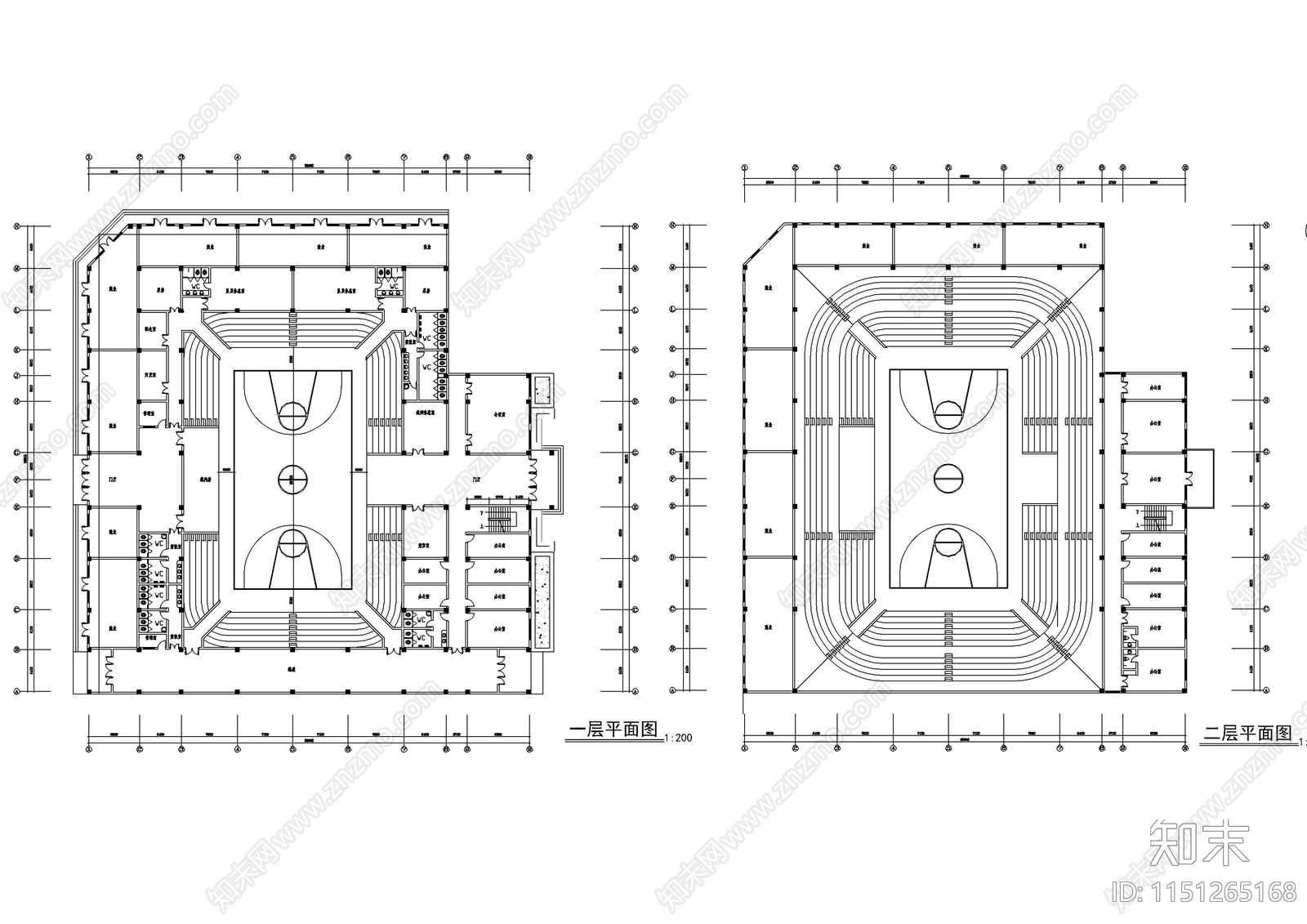 体育健身室内cad施工图下载【ID:1151265168】