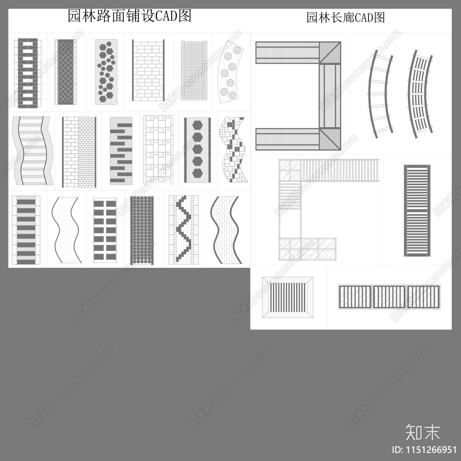 园林路面长廊图库施工图下载【ID:1151266951】