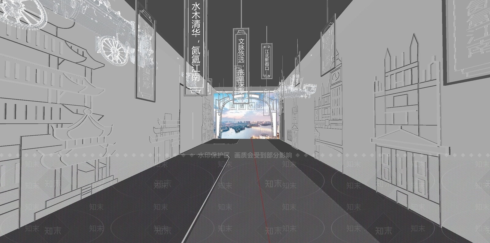 新中式滨江温情宜居展厅SU模型下载【ID:1151269493】