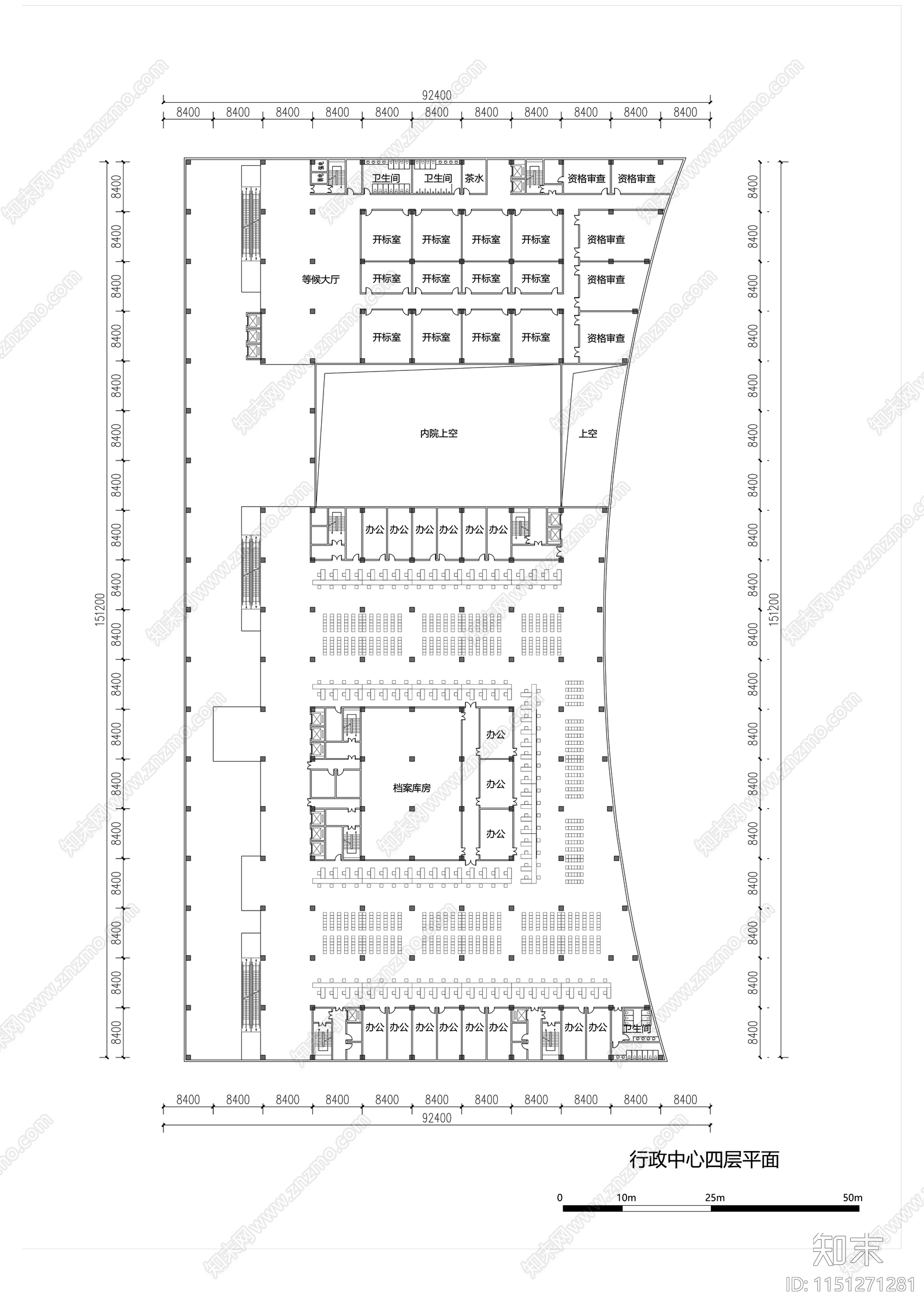 现代办公中心科技馆建筑平面图施工图下载【ID:1151271281】