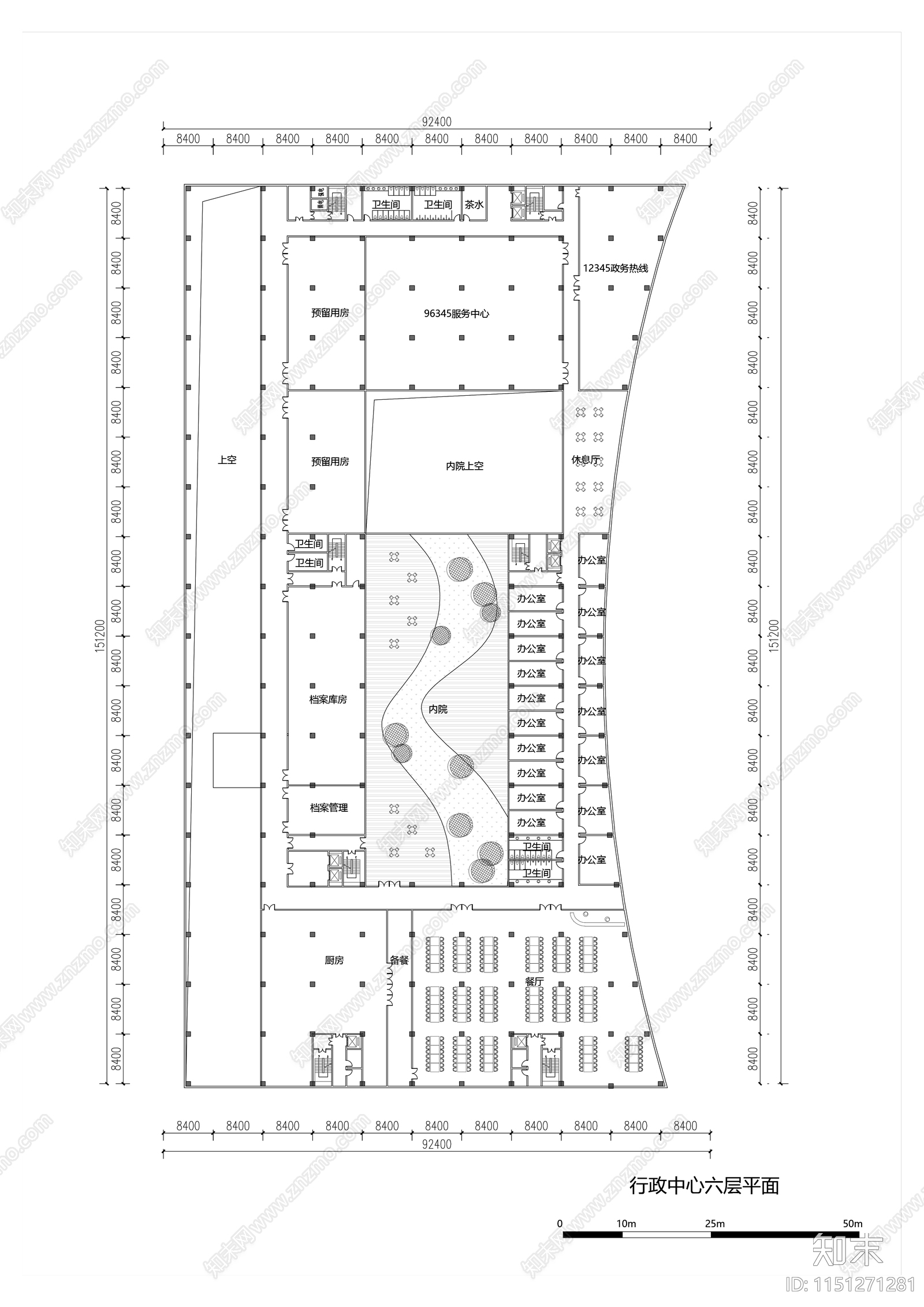 现代办公中心科技馆建筑平面图施工图下载【ID:1151271281】