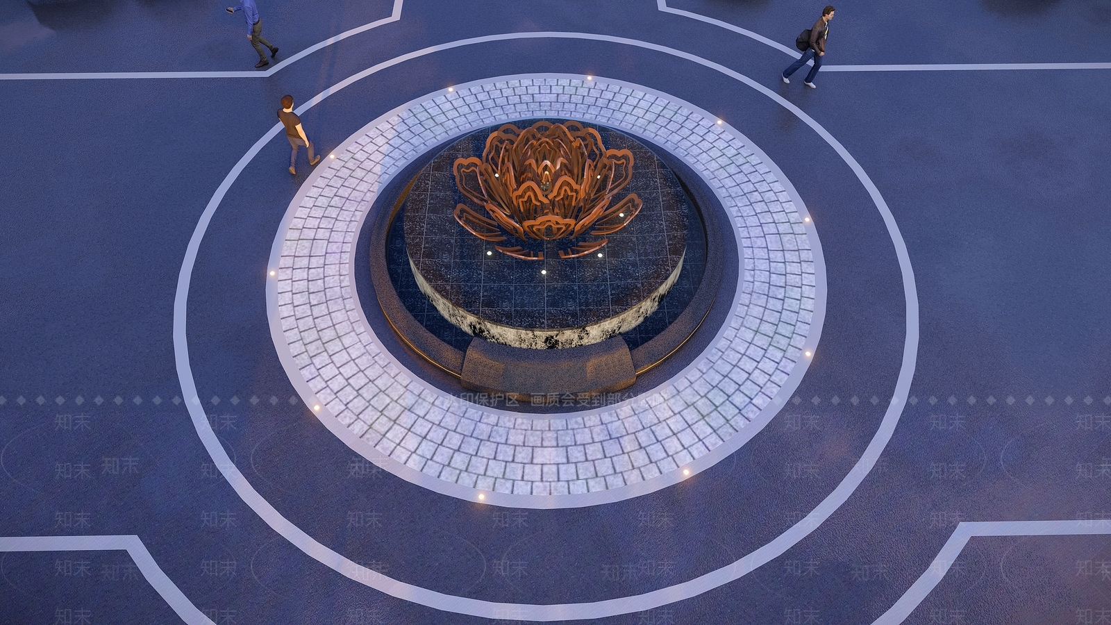 现代中心水景花瓣雕塑小品SU模型下载【ID:1151274103】