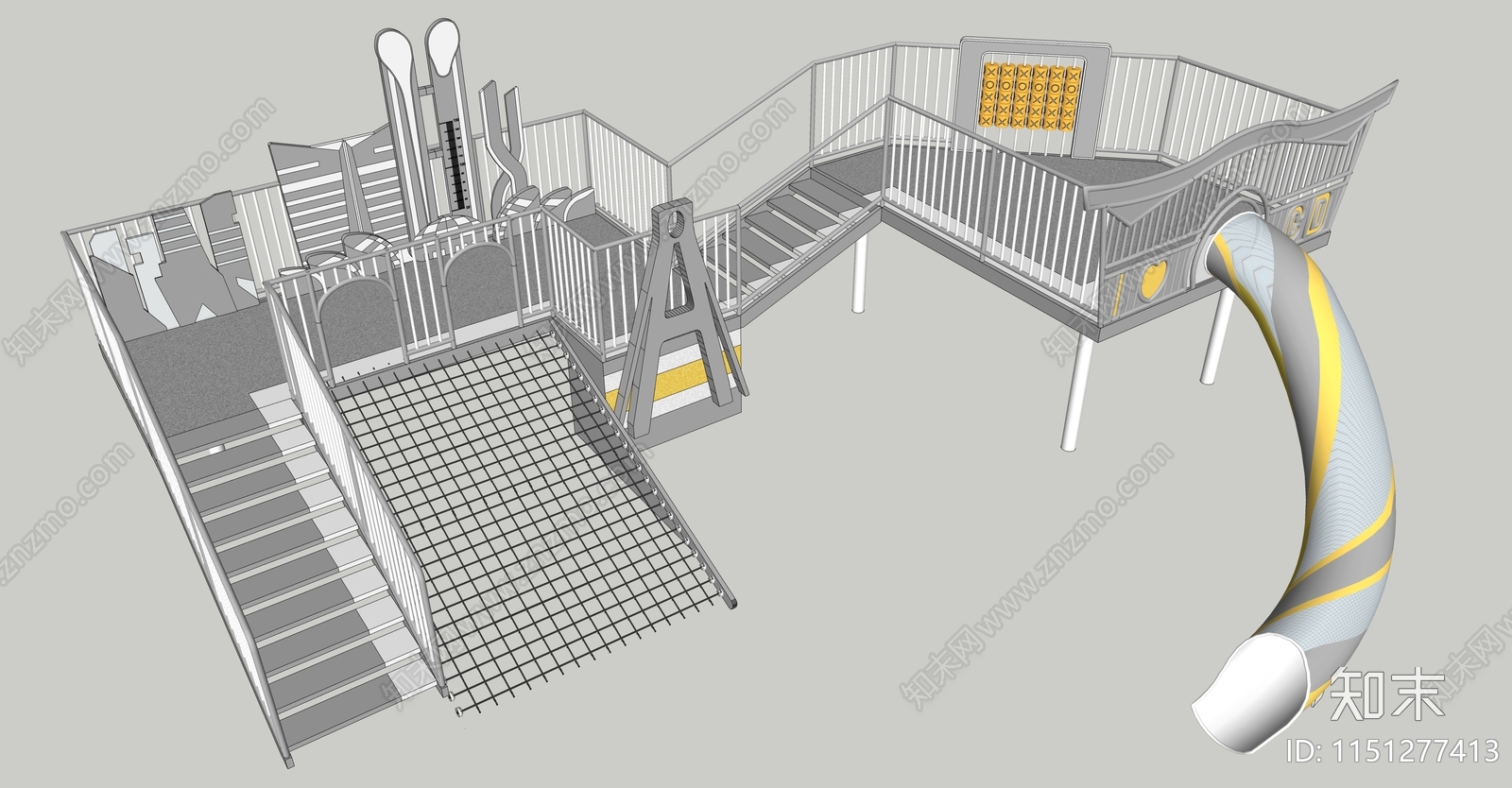 儿童滑梯SU模型下载【ID:1151277413】