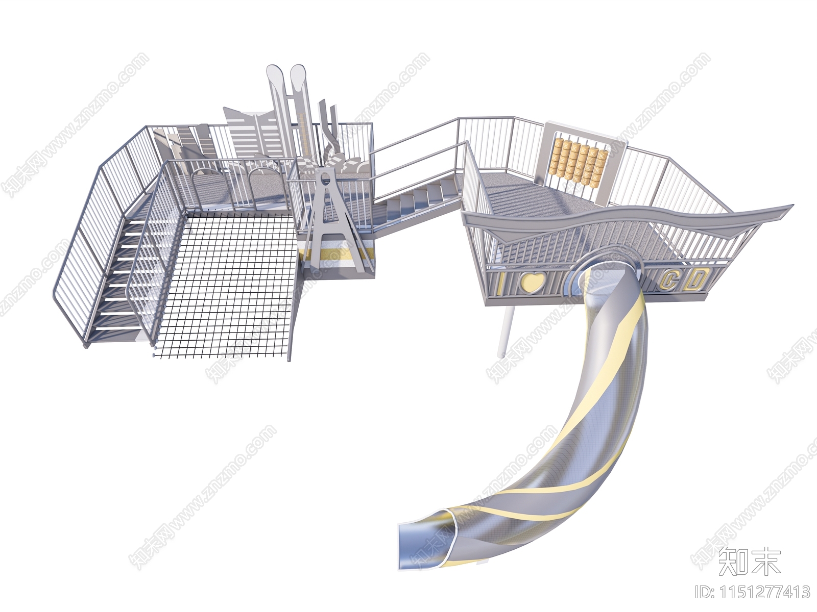 儿童滑梯SU模型下载【ID:1151277413】