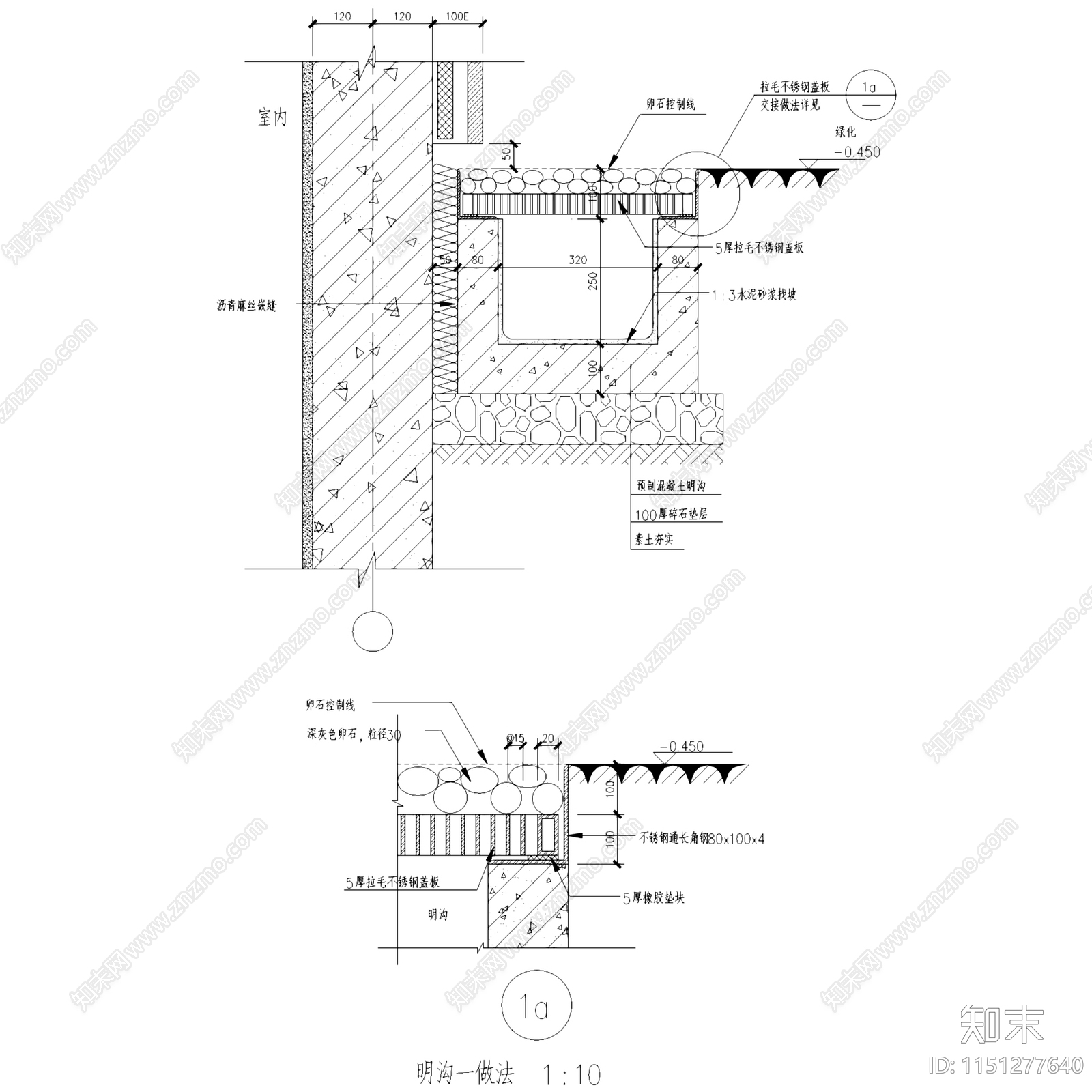 10套排水沟明沟导沟节点cad施工图下载【ID:1151277640】