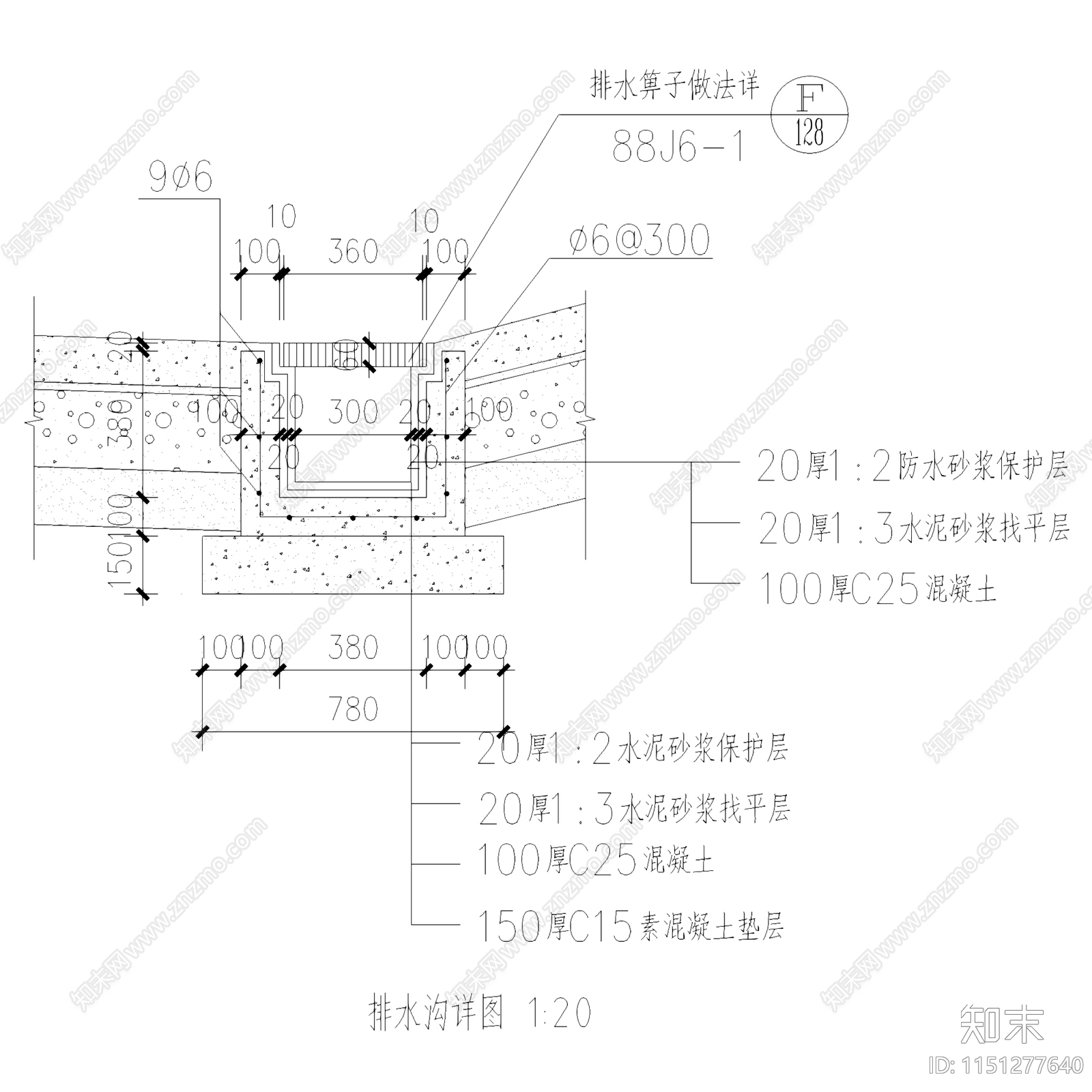 10套排水沟明沟导沟节点cad施工图下载【ID:1151277640】