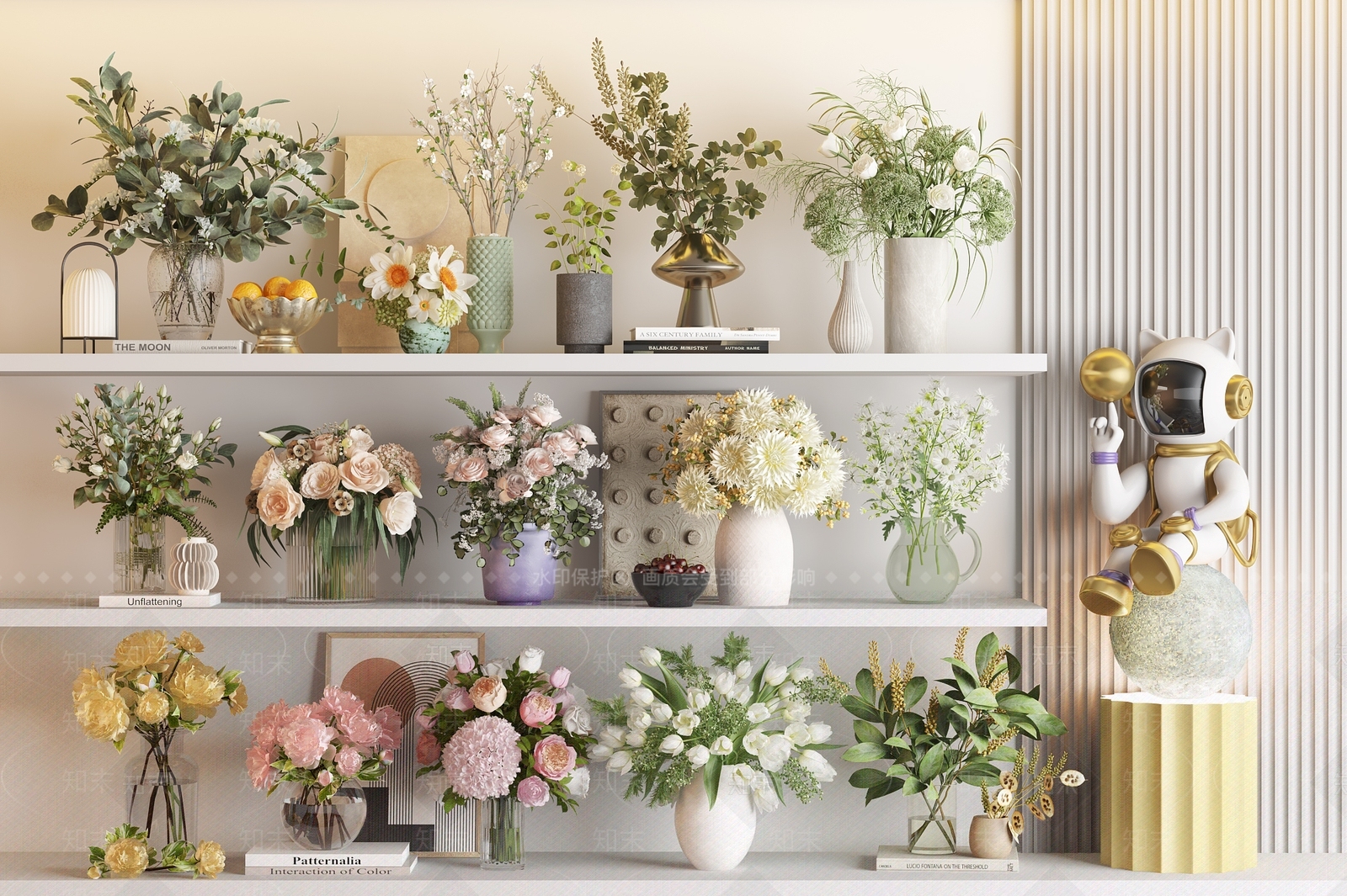 花瓶花卉组合3D模型下载【ID:1151287417】