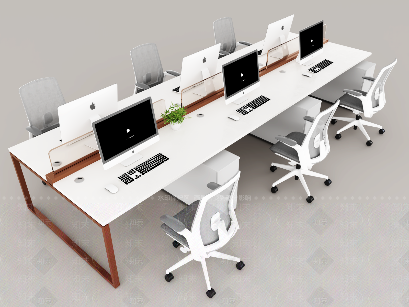 现代办公桌椅组合3D模型下载【ID:1151289169】