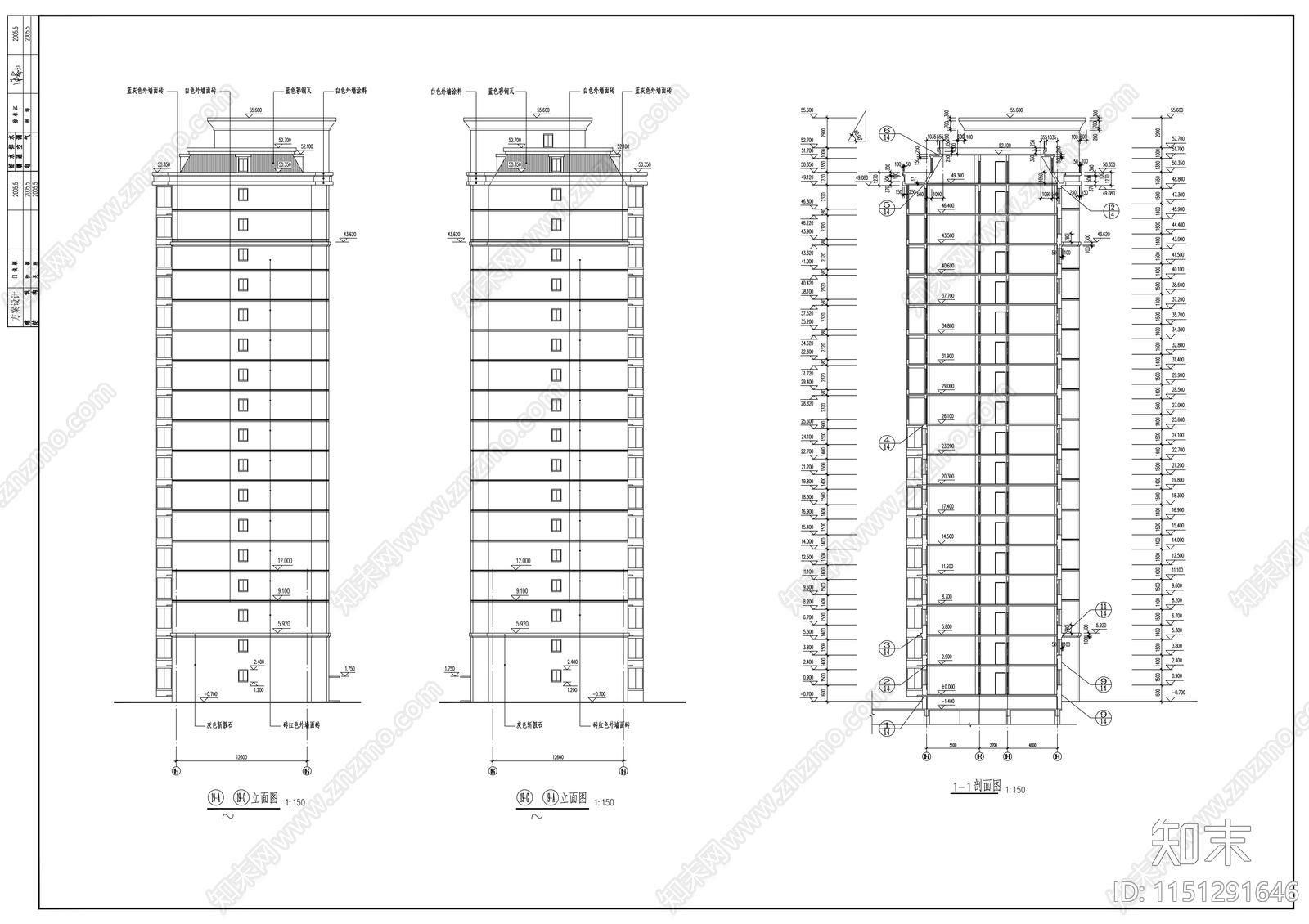 锦江花园小区建筑cad施工图下载【ID:1151291646】