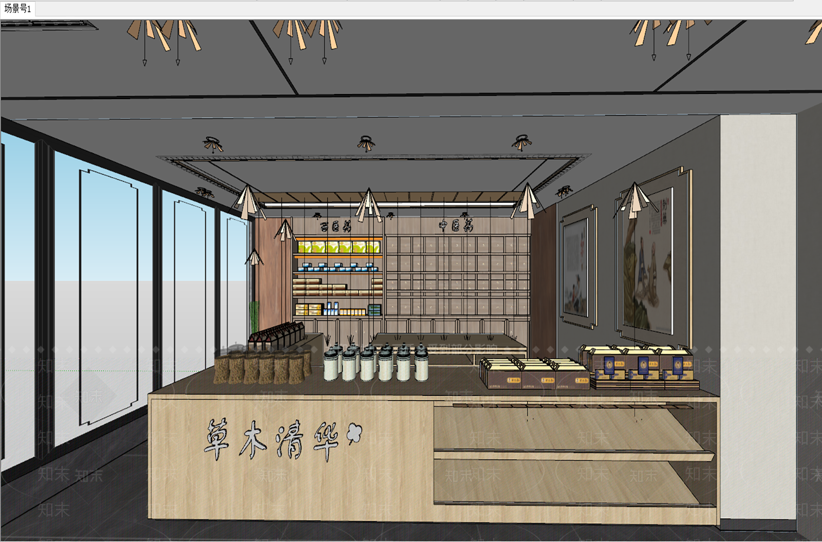 中式医馆取药处SU模型下载【ID:1151292039】
