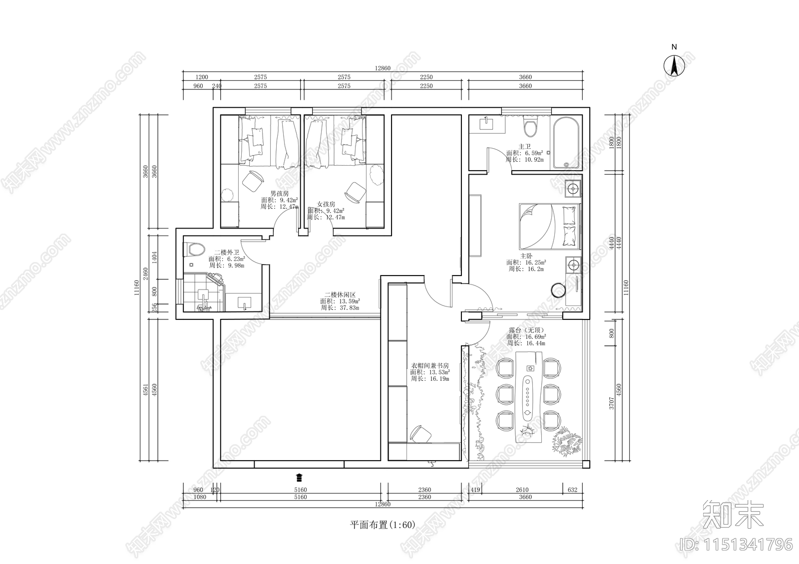 现代别墅室内cad施工图下载【ID:1151341796】
